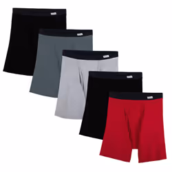 Fruit of the Loom Men's No Ride Up Boxer Brief  Assorted (Covered Waistband) 5-Pack  Large