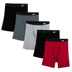 Fruit of the Loom Men's No Ride Up Boxer Brief  Assorted (Covered Waistband) 5-Pack  Large