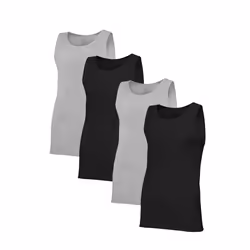 Fruit of the Loom Men's Tag-Free Cotton Undershirts Regular-Tank-4 Pack Black/Grey Medium