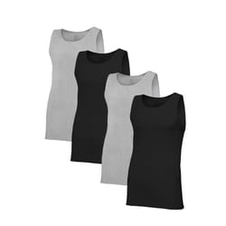 Fruit of the Loom Men's Tag-Free Cotton Undershirts  Regular-Tank-4 Pack Black/Grey  Medium