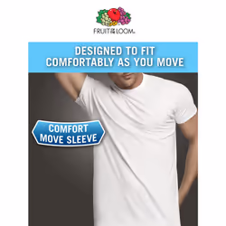 Fruit of the Loom Men's Stay Tucked Crew T-Shirt - Medium - White (Pack of 6)