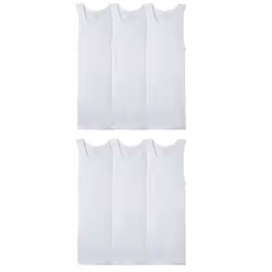 Fruit of the Loom Men's Sleeveless Tank A-Shirt Tag Free & Moisture Wicking Ribbed Stretch Fabric 6 Pack-White Large