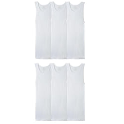 Fruit of the Loom Men's Sleeveless Tank A-Shirt  Tag Free & Moisture Wicking  Ribbed Stretch Fabric  6 Pack-White  Large