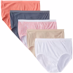 FOL Women's Plus Size Fit For Me 5Pack Cotton Brief Panties Assorted 13