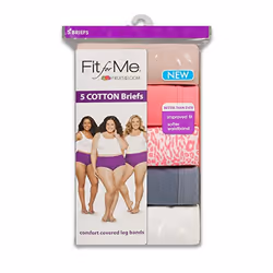 FOL Women's Plus Size Fit For Me 5Pack Cotton Brief Panties  Assorted  13