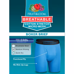 Fruit Of The Loom Mens Breathable Briefs  Moisture Wicking Underwear  Assorted Color Multipacks Boxer  Cotton Mesh - Black/Grey  Medium US