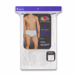 Fruit of the Loom mens Tag-free Cotton Briefs  9 Pack - White  Medium