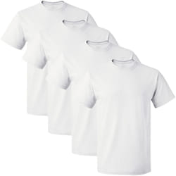 Fruit of the Loom Men's Lightweight Cotton Tees (Short & Long Sleeve)  Crew-4 Pack-White  X-Large