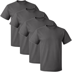 Fruit of the Loom Men's Lightweight Cotton Tees (Short & Long Sleeve)  Crew-4 Pack-Charcoal  Large