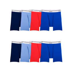 Fruit of the Loom Men's Active Cotton Blend Lightweight Boxer Briefs Assorted Colors (8 Pack) Large