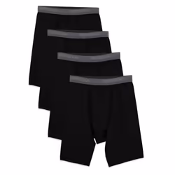 Fruit of the Loom Men's Microfiber Boxer Briefs (Size XXL)  Long Leg-4 Pack-Black  XX-Large