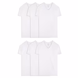 Fruit of the Loom mens Stay Tucked V-neck T-shirt Underwear  Tall Man - White 6 Pack  X-Large US