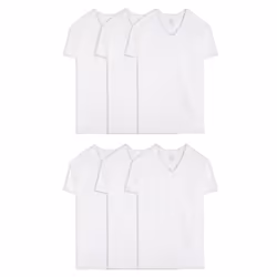 Fruit of the Loom Men's Eversoft Cotton Stay Tucked V-Neck T-Shirt Tall Man-White-6 Pack XX-Large