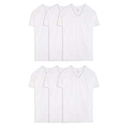 Fruit of the Loom Men's Eversoft Cotton Stay Tucked V-Neck T-Shirt  Tall Man-White-6 Pack  XX-Large