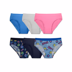 Fruit of the Loom Girls' Microfiber Underwear Multipack  Hipster - Assorted (6 Pack)  6