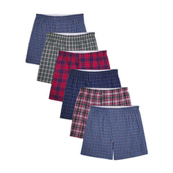 Fruit of the Loom Men's Tag-Free Woven Boxer Shorts  Relaxed Fit  Moisture Wicking  Color Multipacks  Assorted Plaid  X-Large