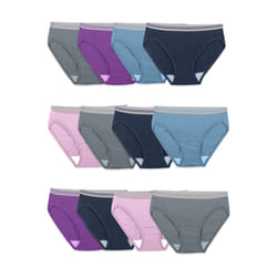 Fruit of the Loom Women's Eversoft Cotton Bikini Underwear  Tag Free & Breathable  Blend-12 Pack-Grey/Blue/Purple  8  12DBIH2
