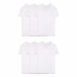 Fruit of the Loom Men's Eversoft Cotton Stay Tucked V-Neck T-Shirt Regular-White-6 Pack XX-Large