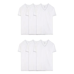 Fruit of the Loom Men's Eversoft Cotton Stay Tucked V-Neck T-Shirt  Regular-White-6 Pack  XX-Large