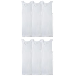 Fruit of the Loom Men's Sleeveless Tank A-Shirt  Tag Free & Moisture Wicking  Ribbed Stretch Fabric  Big Man-6 Pack-White  3X-Large