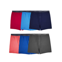 Fruit of the Loom Men's Big Man Tag-Free Knit Boxer Shorts  Relaxed Fit  Moisture Wicking  Assorted Color Multipacks  4X-Large