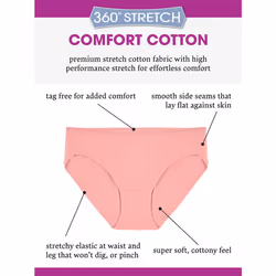 Fruit of the Loom Women's 360 Underwear  High Performance Stretch for Effortless Comfort  Available in Plus Size  Cotton Blend - Hipster - 6 Pack - Co