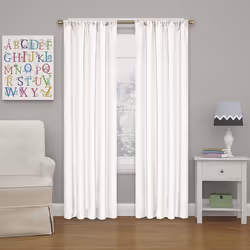 ECLIPSE Kendall Modern Blackout Thermal Rod Pocket Window Curtain for Bedroom or Living Room (1 Panel) 42 in x 84 in White