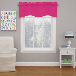 ECLIPSE Kendall Modern Scalloped Valance Rod Pocket Window Curtain for Kitchen or Bathroom   Raspberry  42 """" x 18 """"