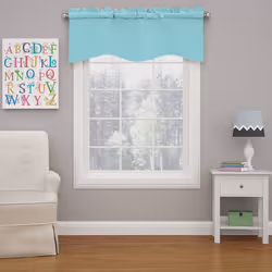 ECLIPSE Kendall Modern Scalloped Valance Rod Pocket Window Curtain for Kitchen or Bathroom 42 x 18 Pool