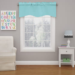 ECLIPSE Kendall Modern Scalloped Valance Rod Pocket Window Curtain for Kitchen or Bathroom  42 x 18  Pool