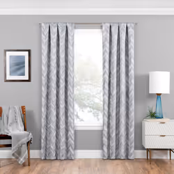 ECLIPSE Haley Thermal Insulated Single Panel Rod Pocket Darkening Curtains for Living Room 37 in x 63 in Silver