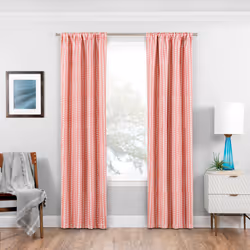 ECLIPSE Naya Mid Century Modern Blackout Thermal Rod Pocket Window Curtain for Bedroom 1 Panel 37 in x 63 in Coral