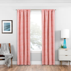 ECLIPSE Naya Mid Century Modern Blackout Thermal Rod Pocket Window Curtain for Bedroom 1 Panel  37 in x 63 in  Coral