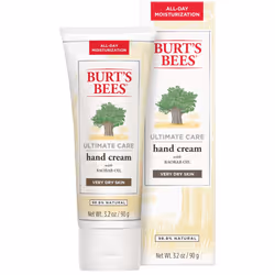 Burts Bees Hand Cream for Dry Skin Moisturizing Natural Lotion Unscented Ultimate Care with Baboab Oil 32 Ounce Packaging May ...