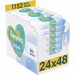 Pampers Harmonie Aqua Baby Wipes 24 Packs of 48 Wipes = 1152 Baby Wet Wipes, Help restore natural skin pH,delicate lotion wit ...