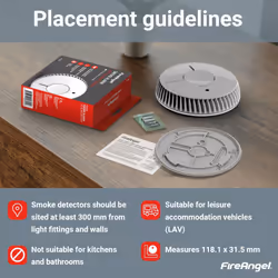 FireAngel Optical Smoke Alarm 2-Pack - FA6620 10-Year Battery Smoke Alarms for Home with Test/Silence Button Early Smoke Detector Fire Alarm