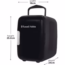 Russell Hobbs Mini Cooler RH4CLR1001B 4L/6 Can Portable Mini Cooler & Warmer for Cosmetics/Makeup/Skincare, AC/DC Power, Retro Style Bedroom Home
