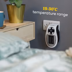 Russell Hobbs Ceramic Plug Heater, Adjustable thermostat, 12 Hour Timer & LED Display, 2 Fan Speeds