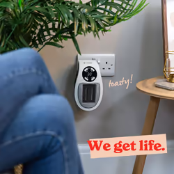 Russell Hobbs Ceramic Plug Heater, Adjustable thermostat, 12 Hour Timer & LED Display, 2 Fan Speeds