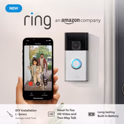New Ring Battery Video Doorbell DIY Wireless Video Doorbell Camera I Head-To-Toe View, HD Video | Easy to install (5 min) | W ...
