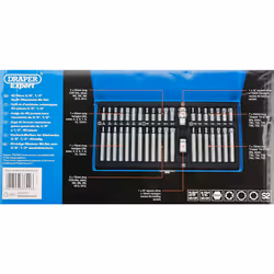 33322 Expert Mechanics Tx-Star Torx/Spline,Silver/Hex Bit Set, 40 Pieces