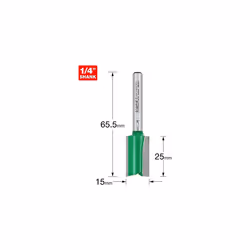 Trend CraftPro Straight Two Flute Router Cutter Bit, 1/4 Inch Shank, 15mm Cut Diameter & 25mm Cut Length, Tungsten Carbide Tipped, C024AX1/4TC