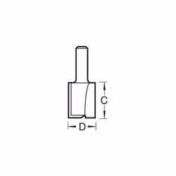 Trend CraftPro Straight Two Flute Router Cutter Bit, 1/4 Inch Shank, 15mm Cut Diameter & 25mm Cut Length, Tungsten Carbide Tipped, C024AX1/4TC
