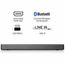 Hisense HS214 Soundbar All-in-one, Wireless Bluetooth, Powerful Bass Built-in, Compact Design, AUX, HDMI, USB, TV, PC Speaker
