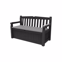 Keter Eden Bench 265L Outdoor 60% recycled Garden Furniture Storage Box Graphite & Light Grey  Fade Free | All Weather Resist ...