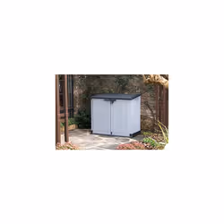 Store It Out Nova Outdoor Garden Furniture Storage Shed Light Grey with Dark Grey Lid Fade Free All Weather Resistant Safe and Secure Zero Maintenance