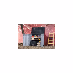 Store It Out Nova Outdoor Garden Furniture Storage Shed Light Grey with Dark Grey Lid Fade Free All Weather Resistant Safe and Secure Zero Maintenance