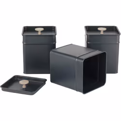 Salter BW12459EU7 Marino 3-Piece Kitchen Canister Set Tea, Coffee, Sugar Tins, Long-Lasting Freshness, Powder-Coated Finish