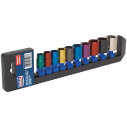 Sealey Ak285 Multi-Coloured Socket Set 10Pc 3/8Sq Drive 6Pt Walldrive Metric