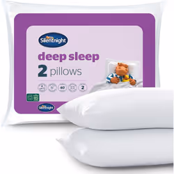 Silentnight Deep Sleep Pillows 2 Pack Medium Support Comfortable Hollowfibre Bed for Front, Back and Side Sleepers Machine